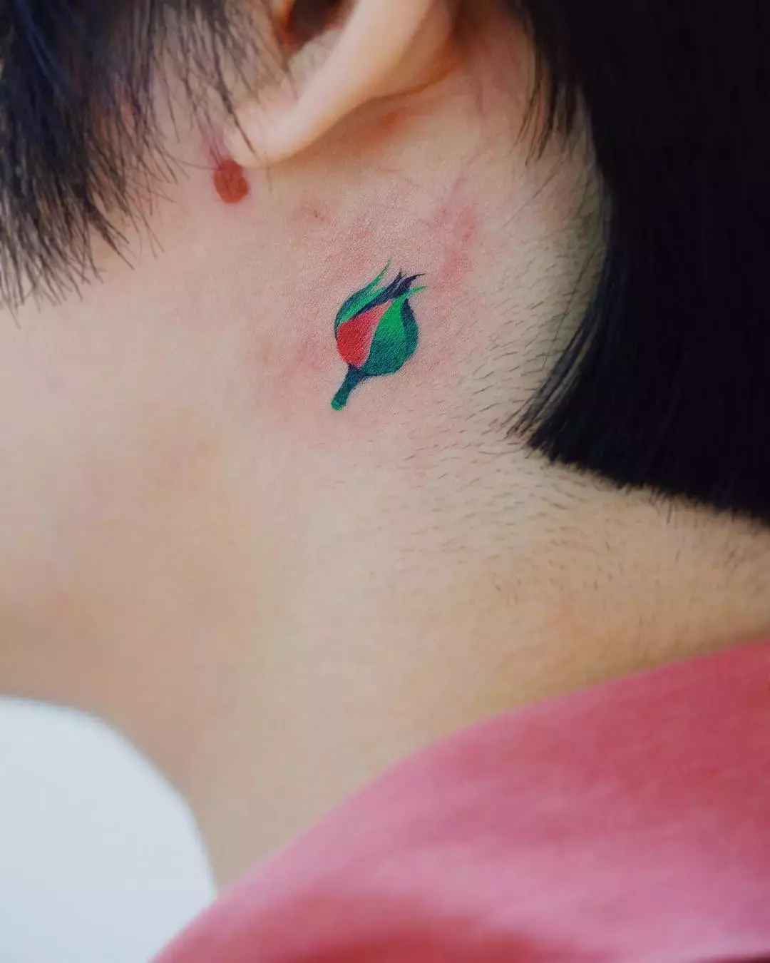 Watercolor Rosebud Tattoo