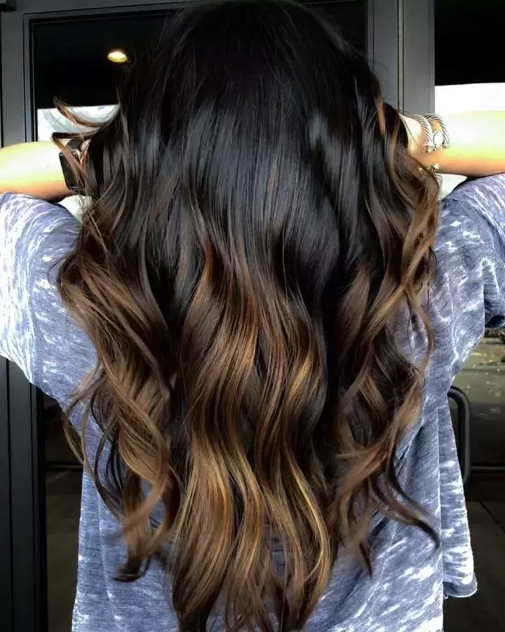 Black To Caramel Balayage