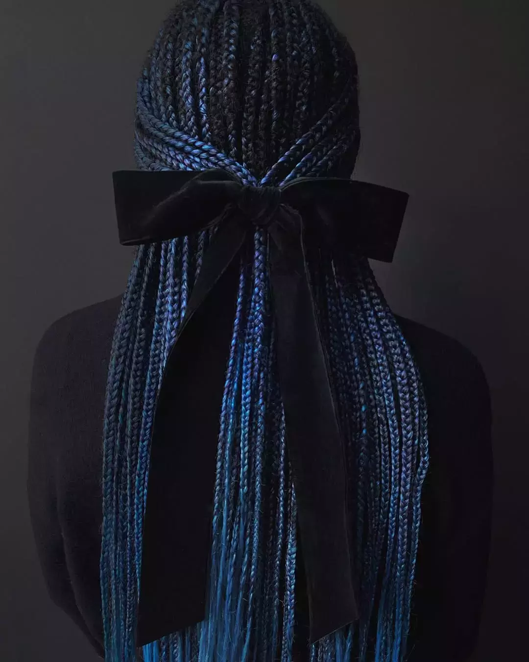 Blue And Black Micro Braids