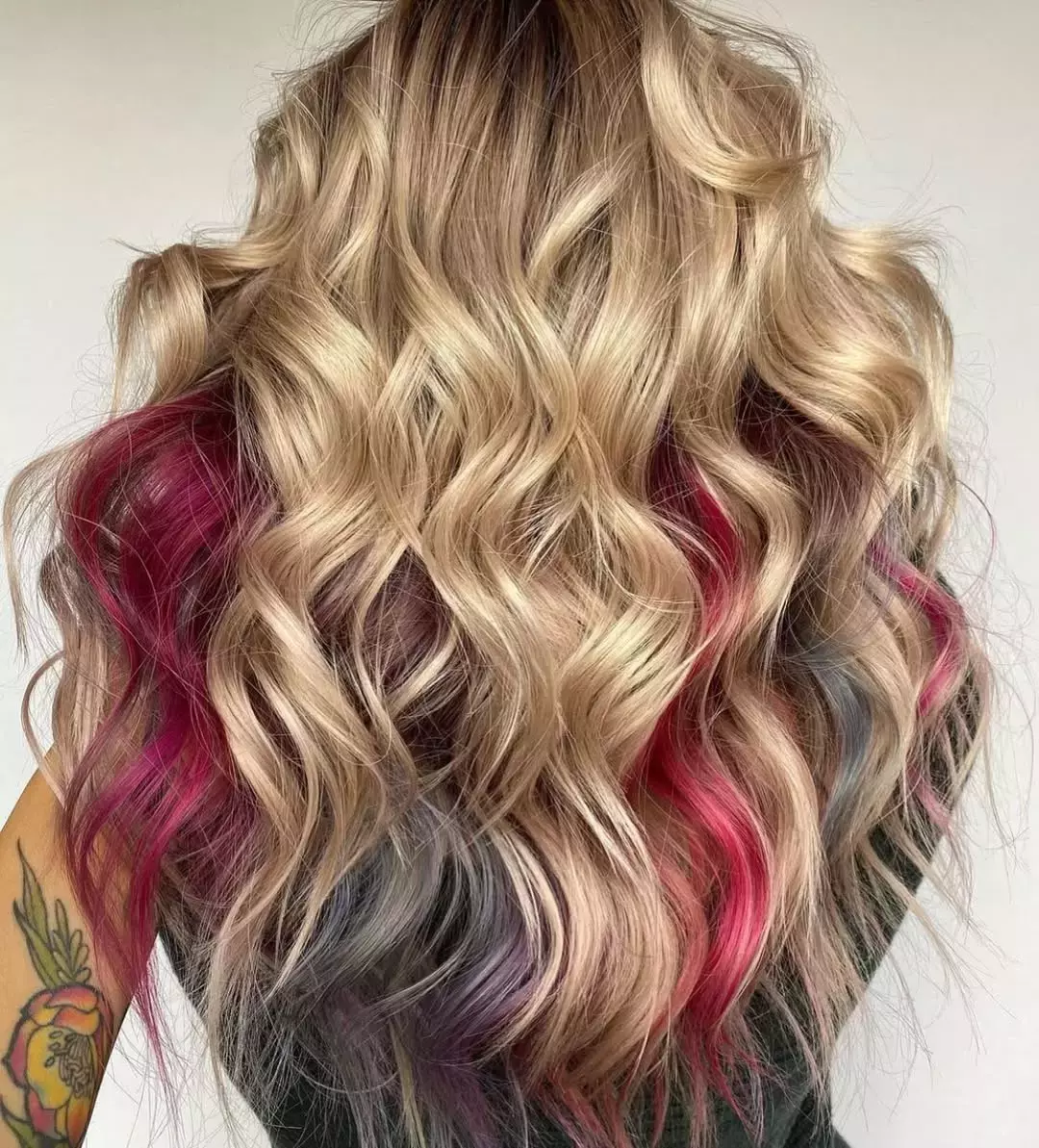 Golden Blonde With Colorful Highlights