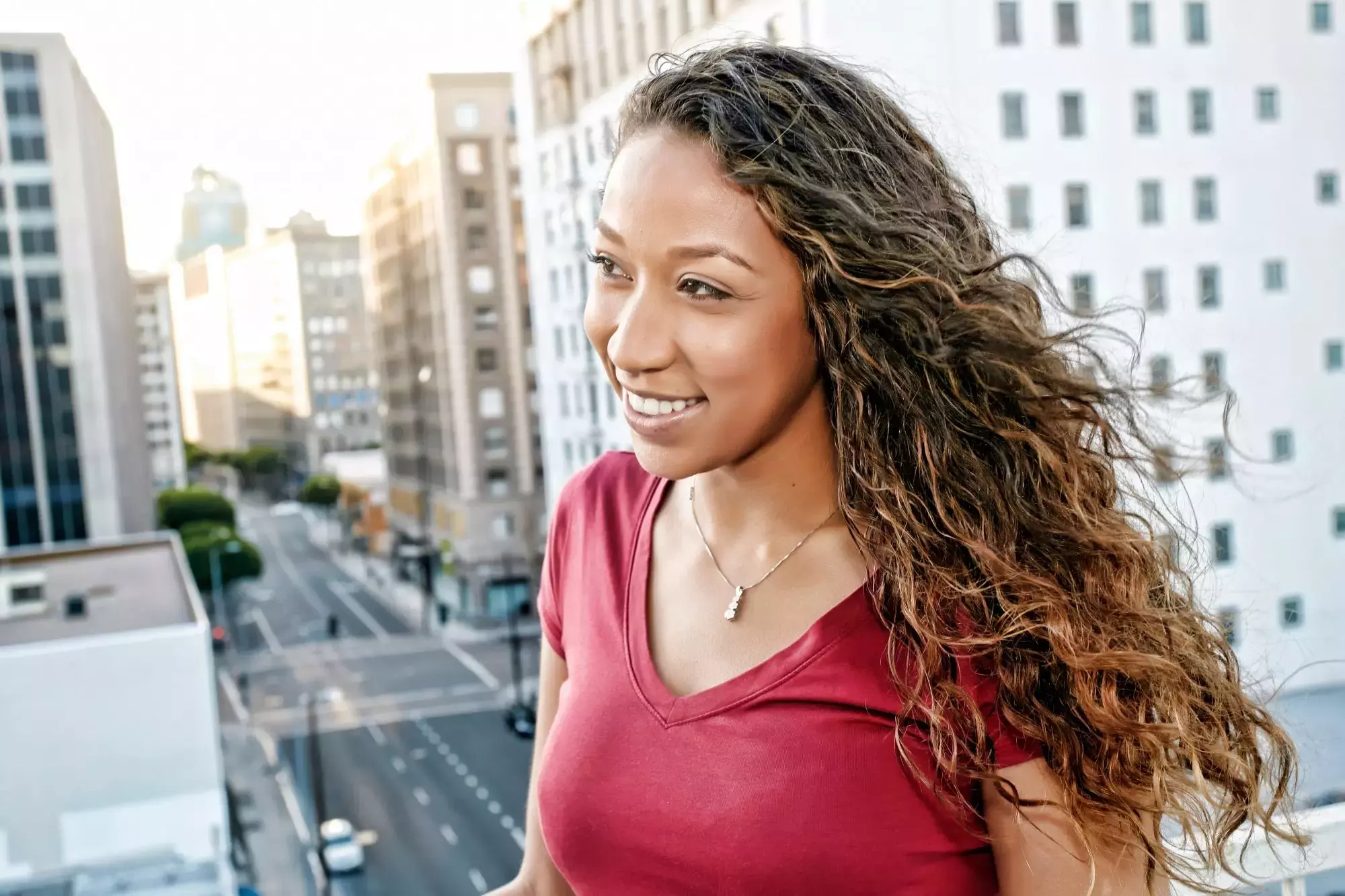 Golden Brown Highlights On Curly Hair