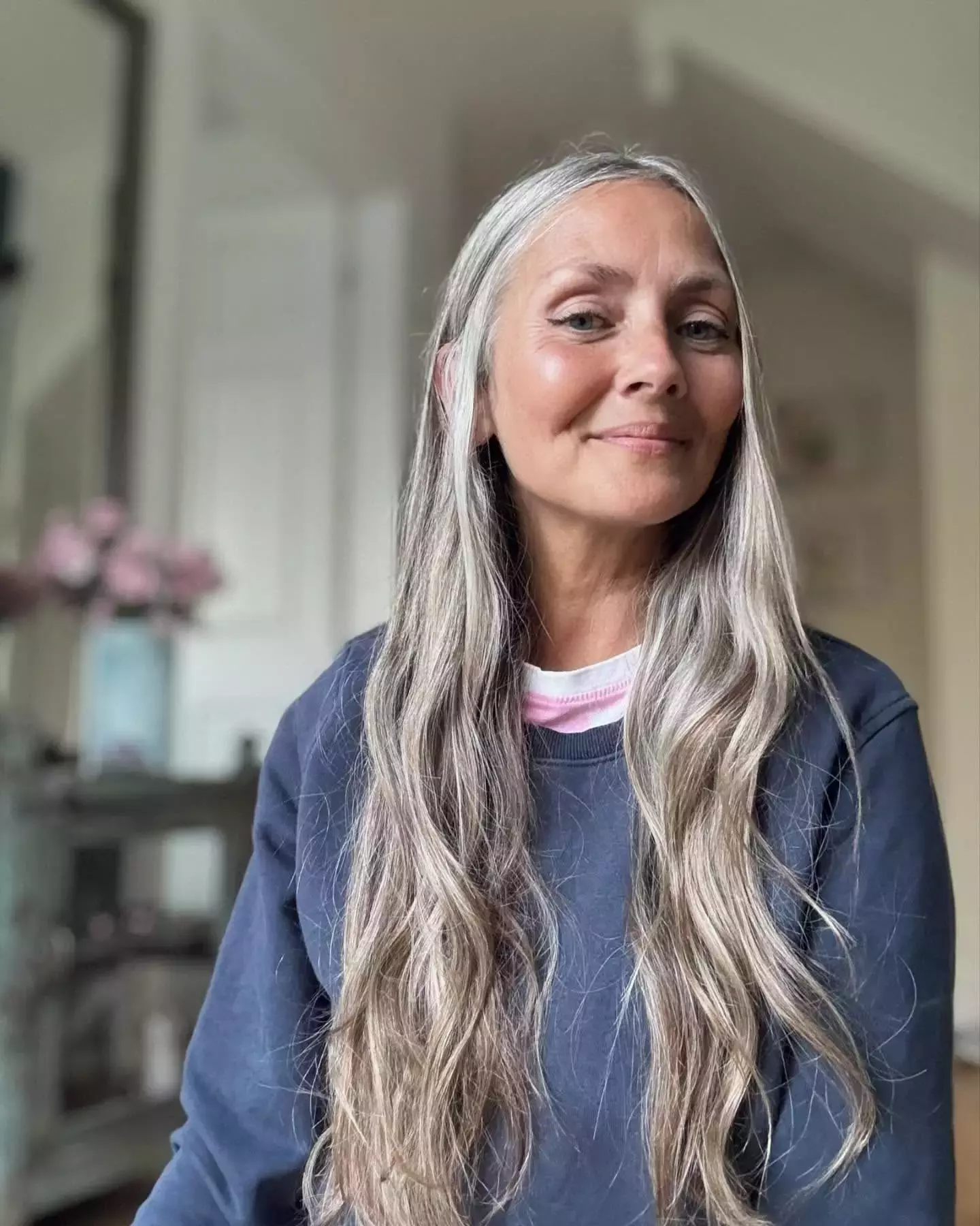 Long Silver Locks With Subtle Waves