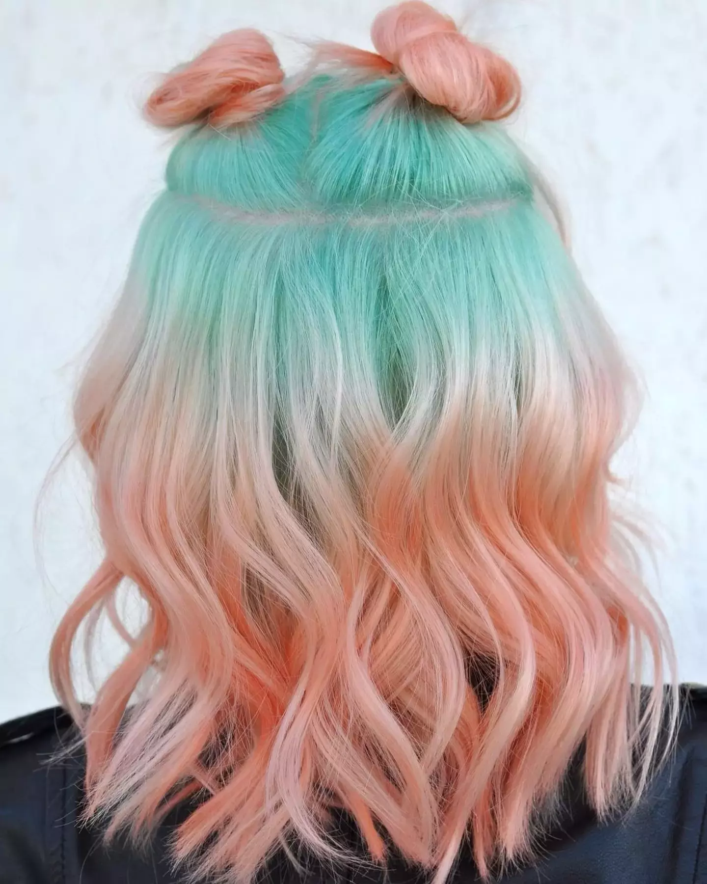 Mint And Peach Fusion With Top Knots