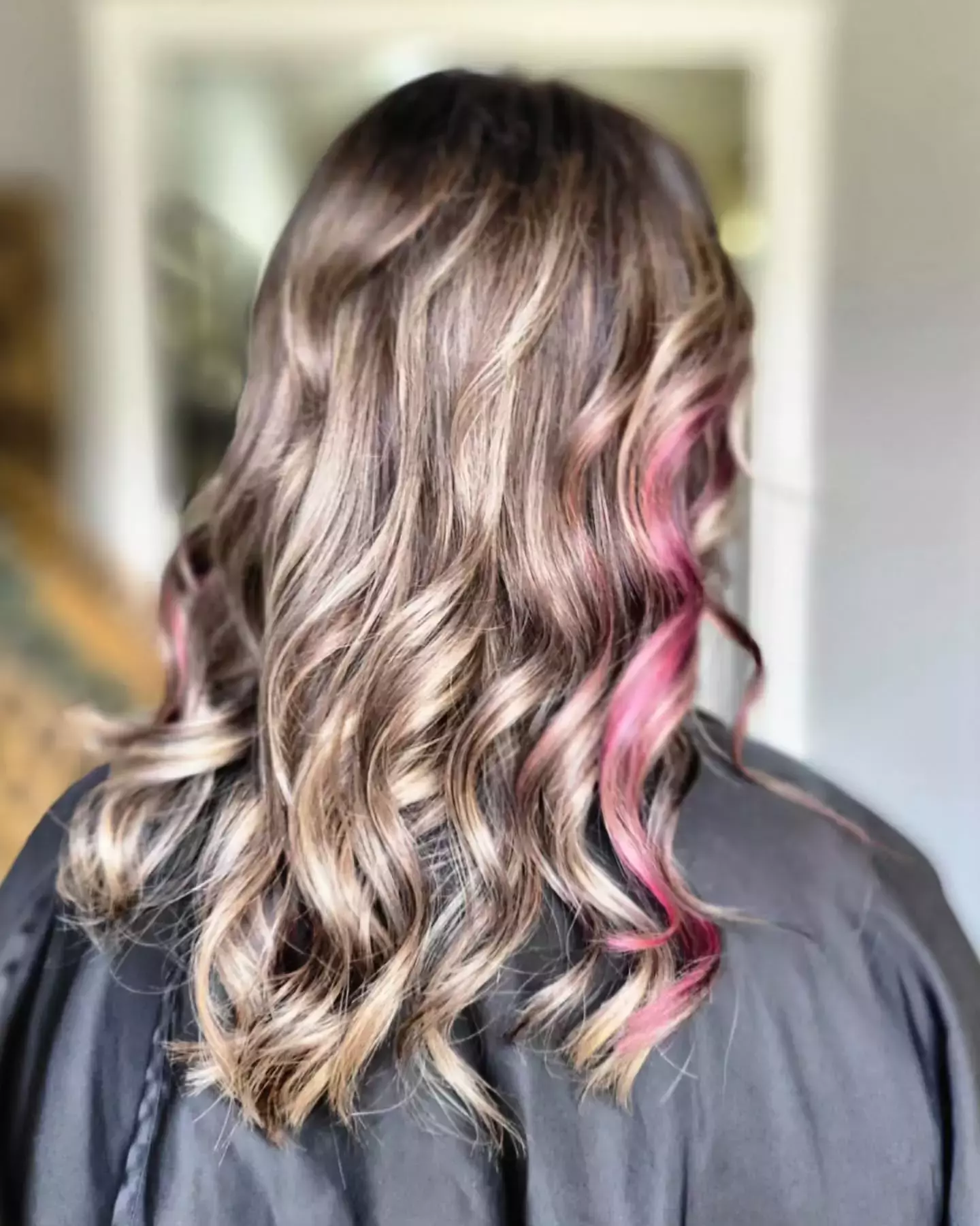 Mocha Hair With Pink Peekaboos