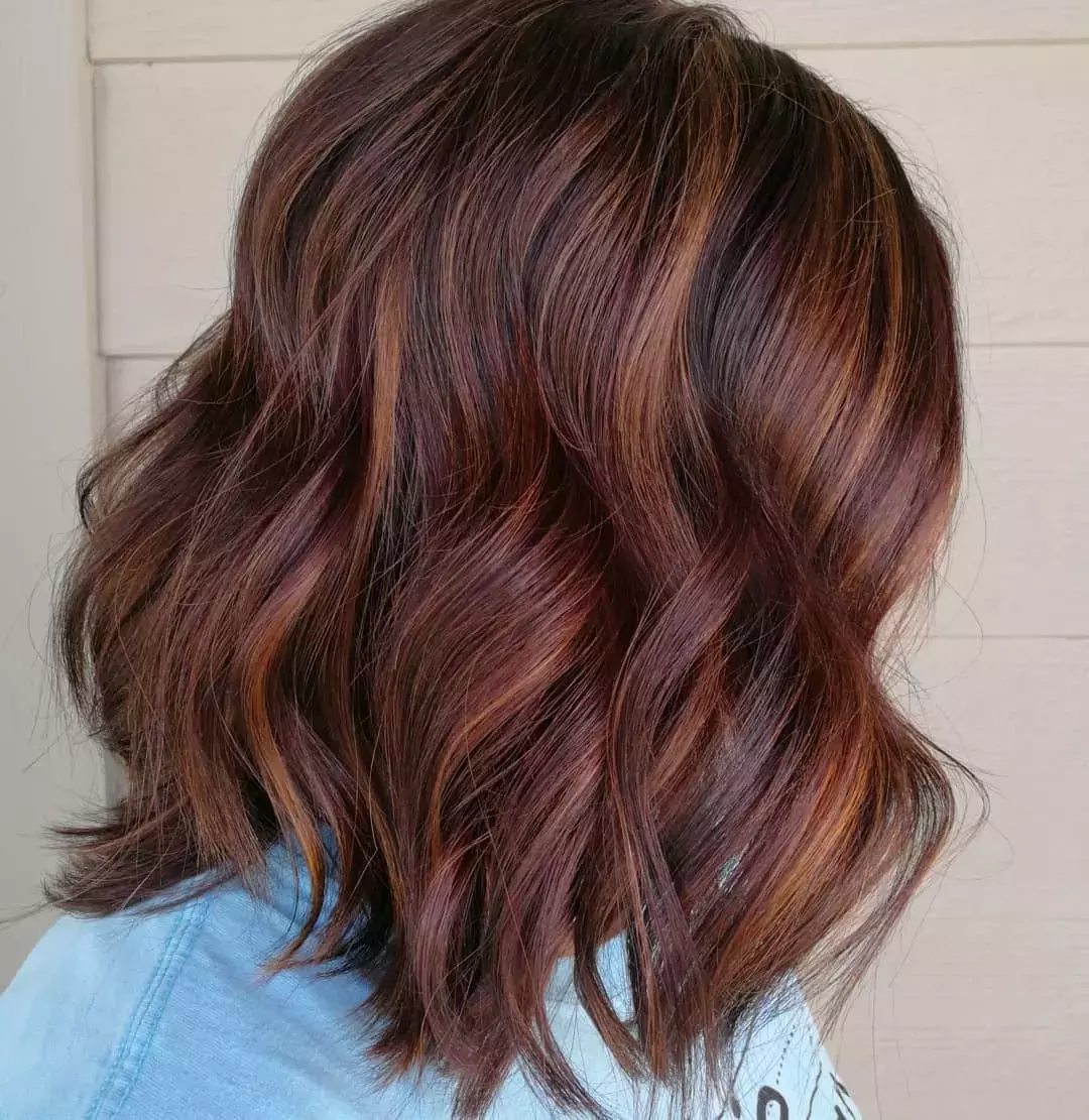 Mocha With Auburn Highlights And Lowlights