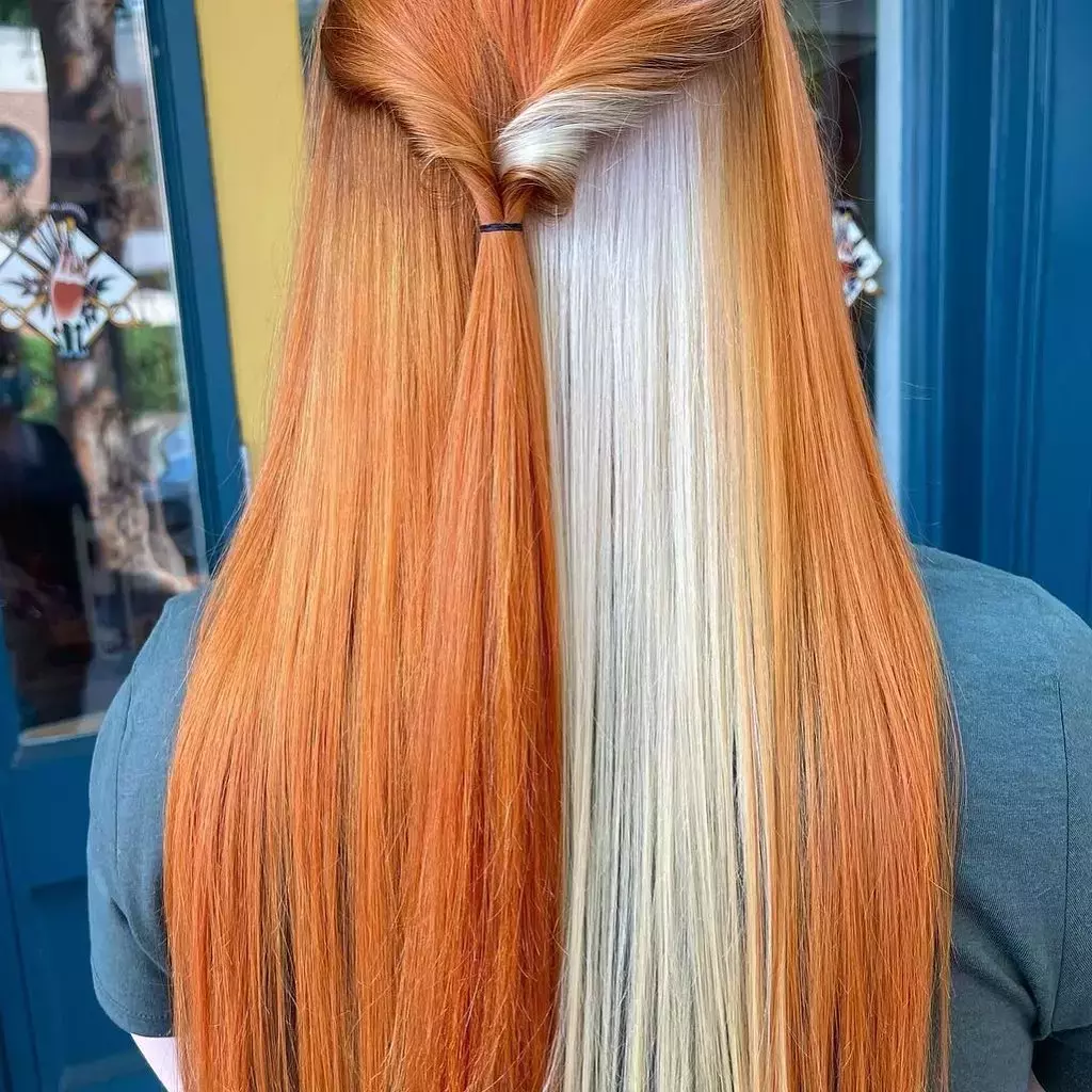 Peekaboo White On Orange Hair