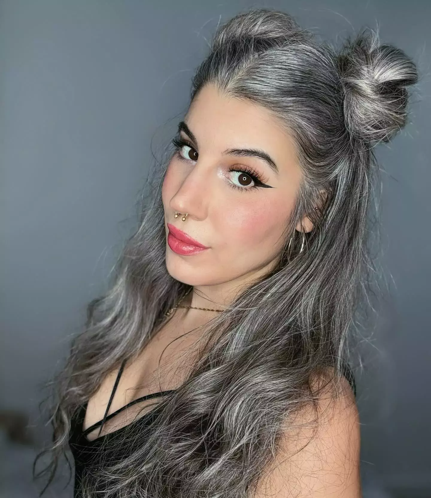 Playful Space Buns With Silver Waves