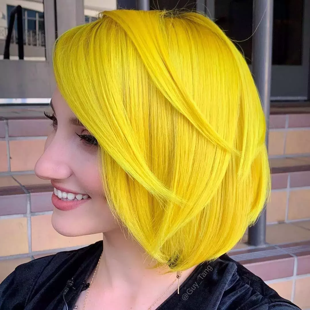 Sleek Neon Yellow Bob