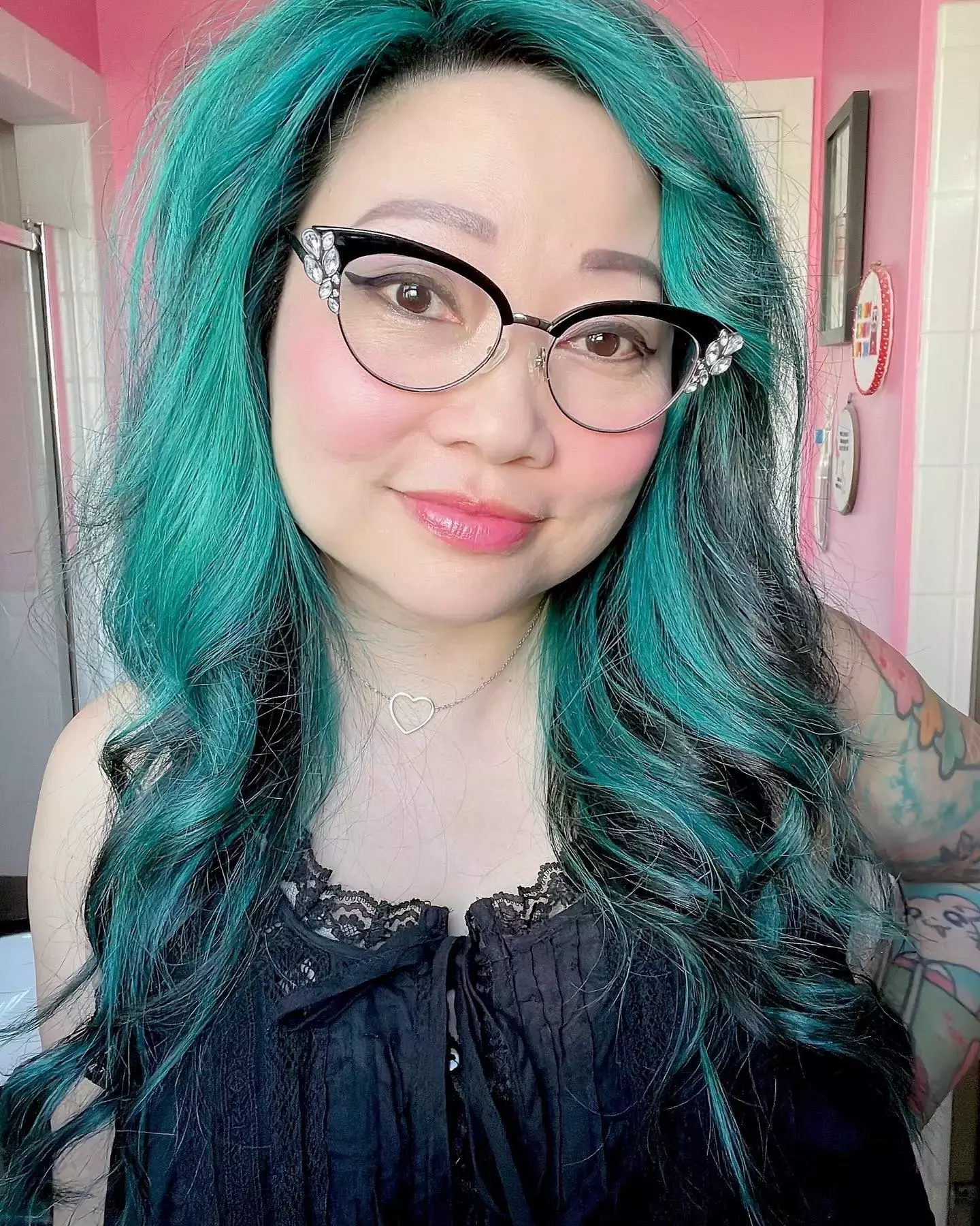 Turquoise Elegance With Retro Frames